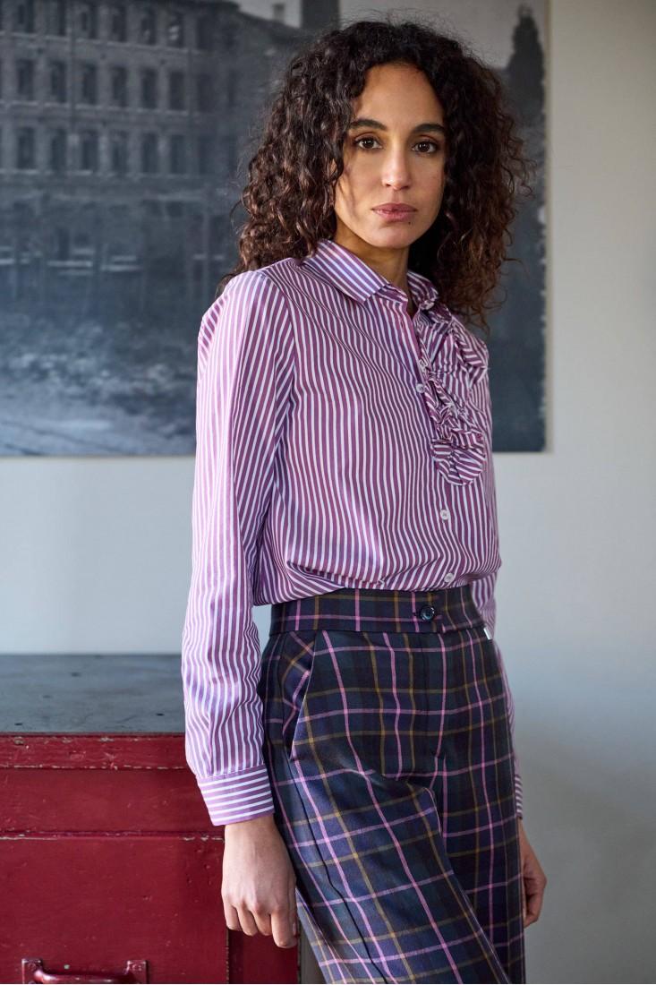Zanetti 1965 Camicia a righe con dettaglio a fiori Consegna Veloce