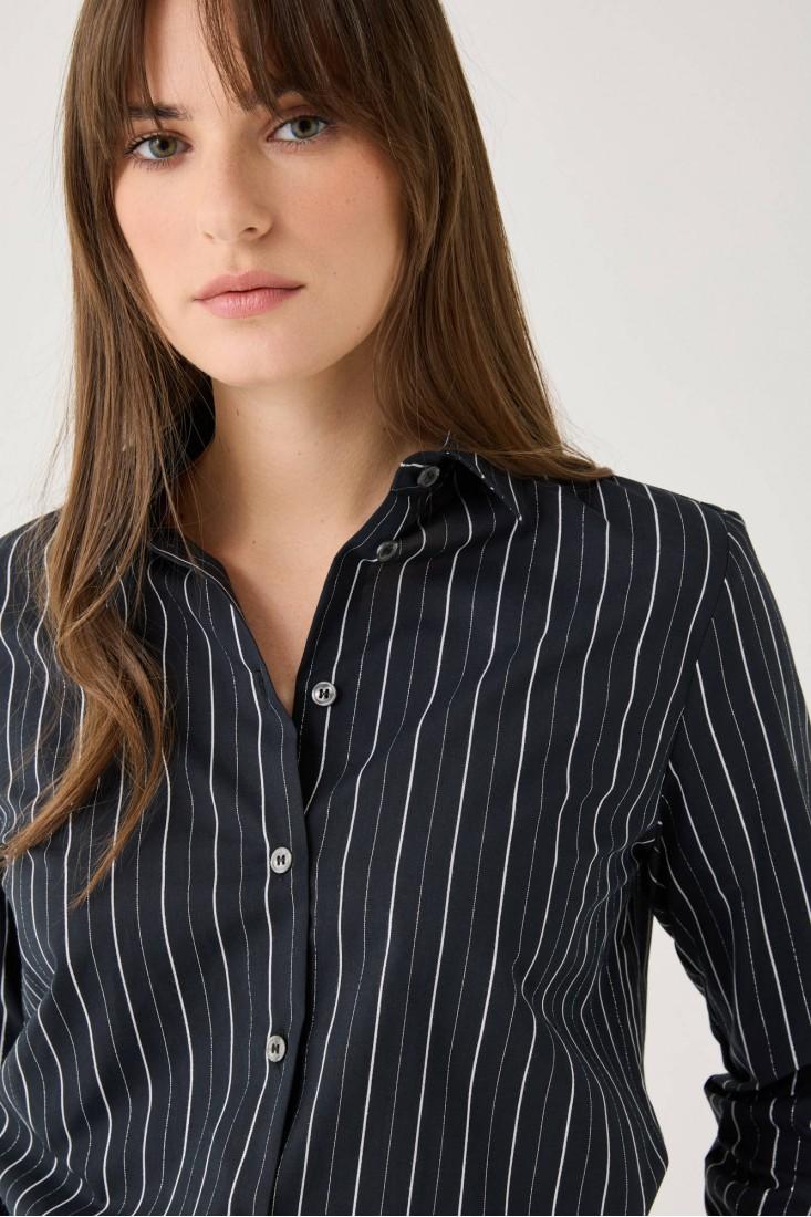 Zanetti 1965 Camicia manica lunga con righe argento Shopping Online