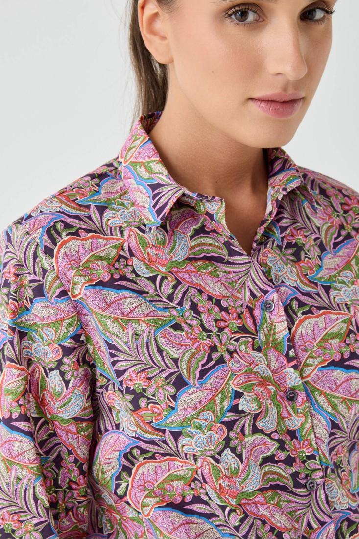 Zanetti 1965 Camicia in cotone Liberty floreale Prezzo Ridotto