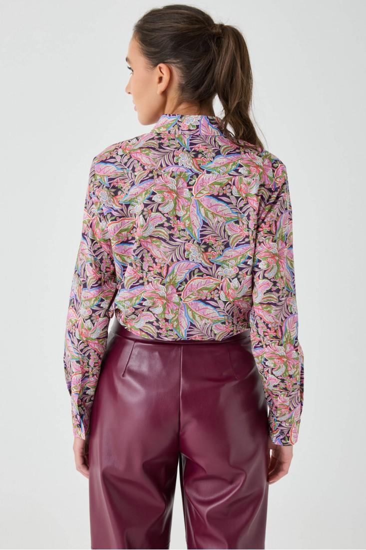 Zanetti 1965 Camicia in cotone Liberty floreale Prezzo Ridotto