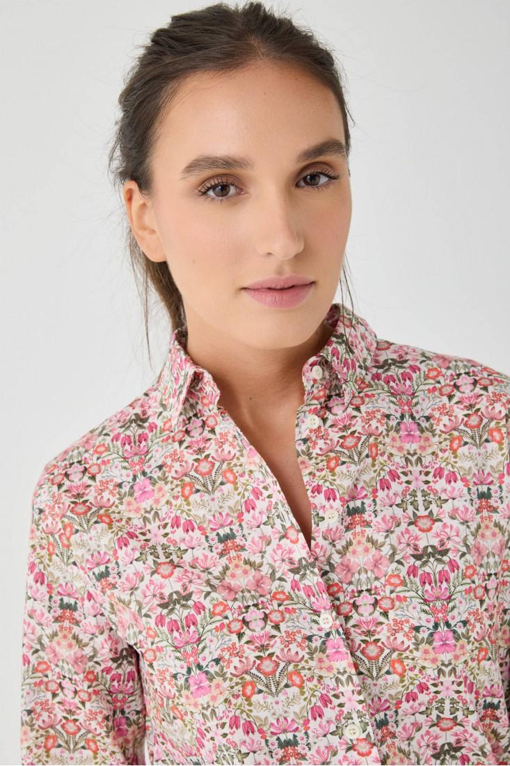Zanetti 1965 Camicia di cotone a fiori Liberty London Sottocosto