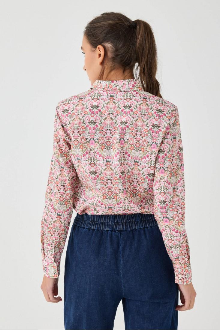 Zanetti 1965 Camicia di cotone a fiori Liberty London Sottocosto