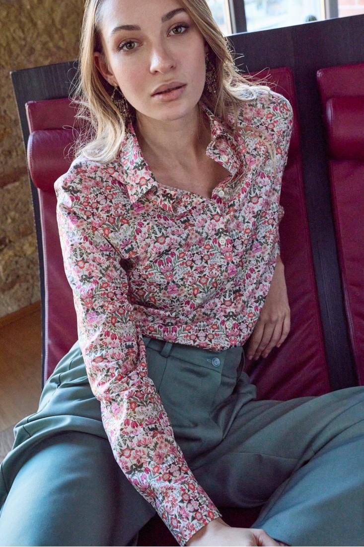 Zanetti 1965 Camicia di cotone a fiori Liberty London Sottocosto