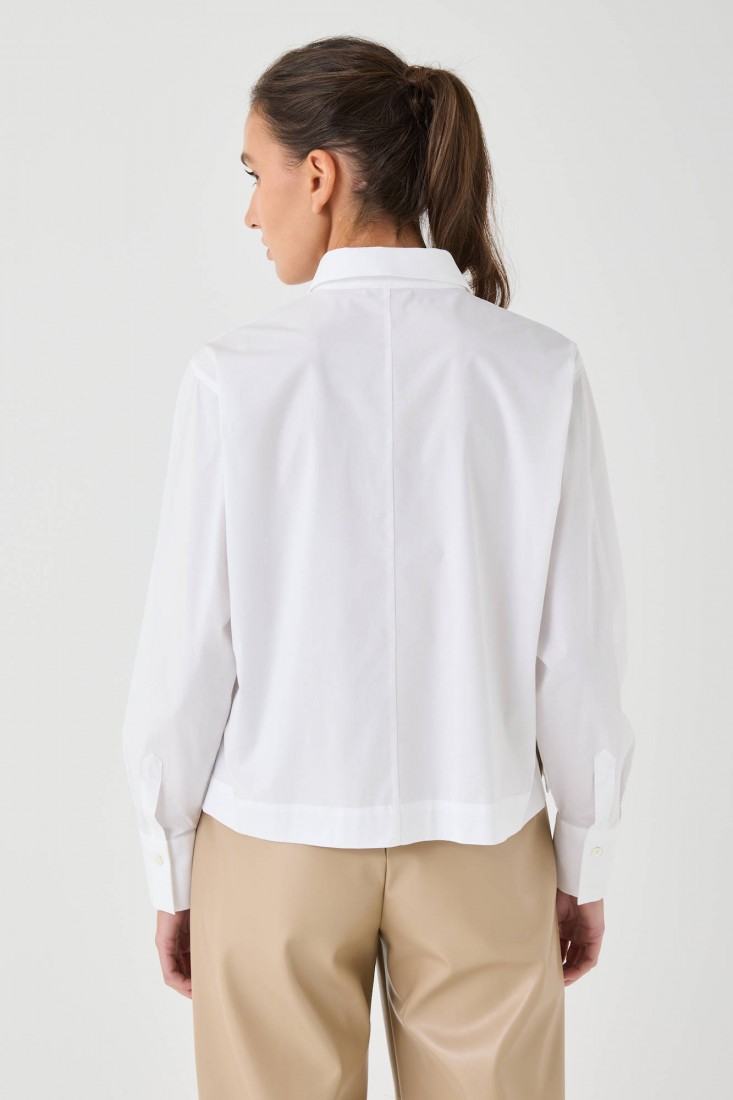 Zanetti 1965 Camicia cropped in cotone stretch Novità