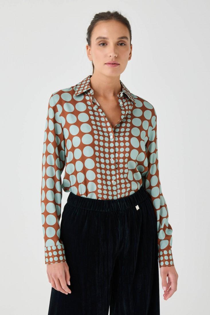 Zanetti 1965 Camicia in viscosa con stampa geometrica In Vendita