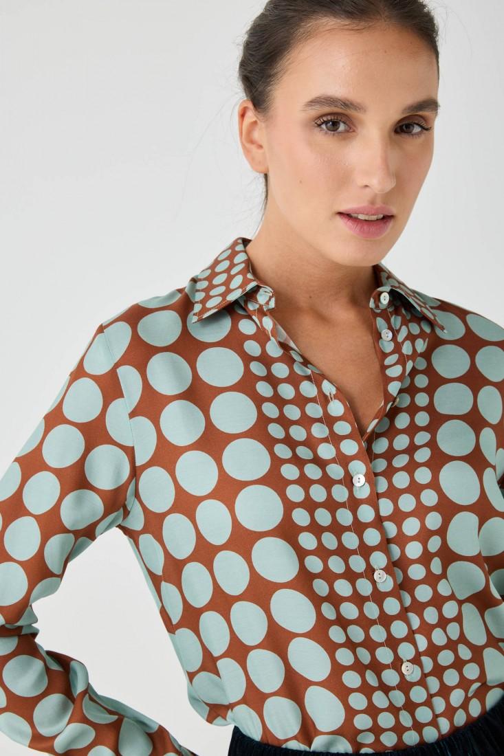 Zanetti 1965 Camicia in viscosa con stampa geometrica In Vendita