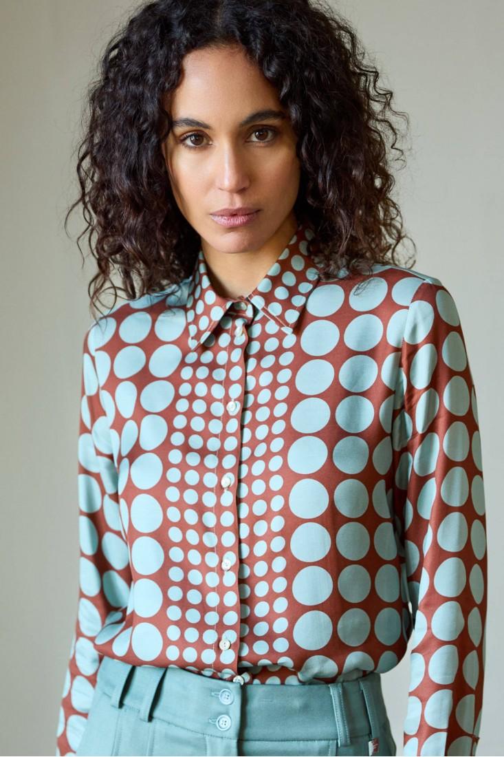 Zanetti 1965 Camicia in viscosa con stampa geometrica In Vendita