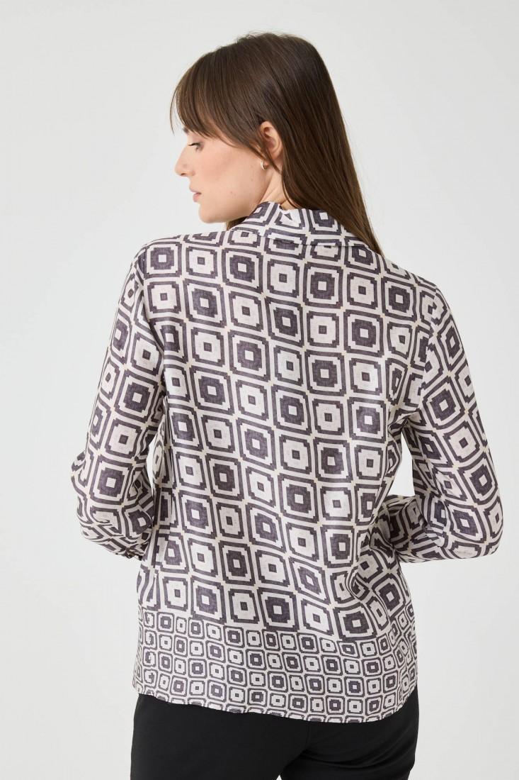 Zanetti 1965 Camicia in viscosa con stampa geometrica Vendita Calda