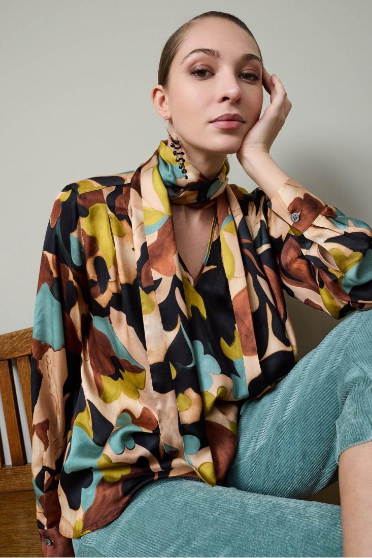 Zanetti 1965 Blusa in viscosa stampa allover Moda