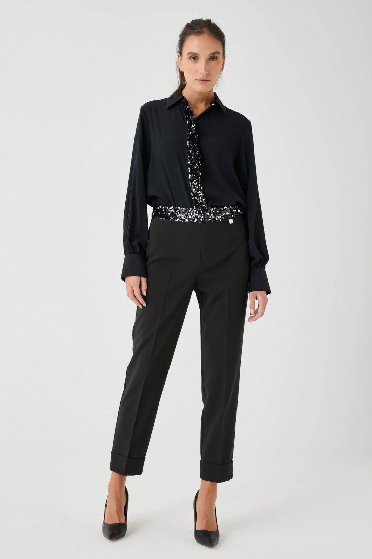 Zanetti 1965 Pantalone stretch con paillettes Offerta