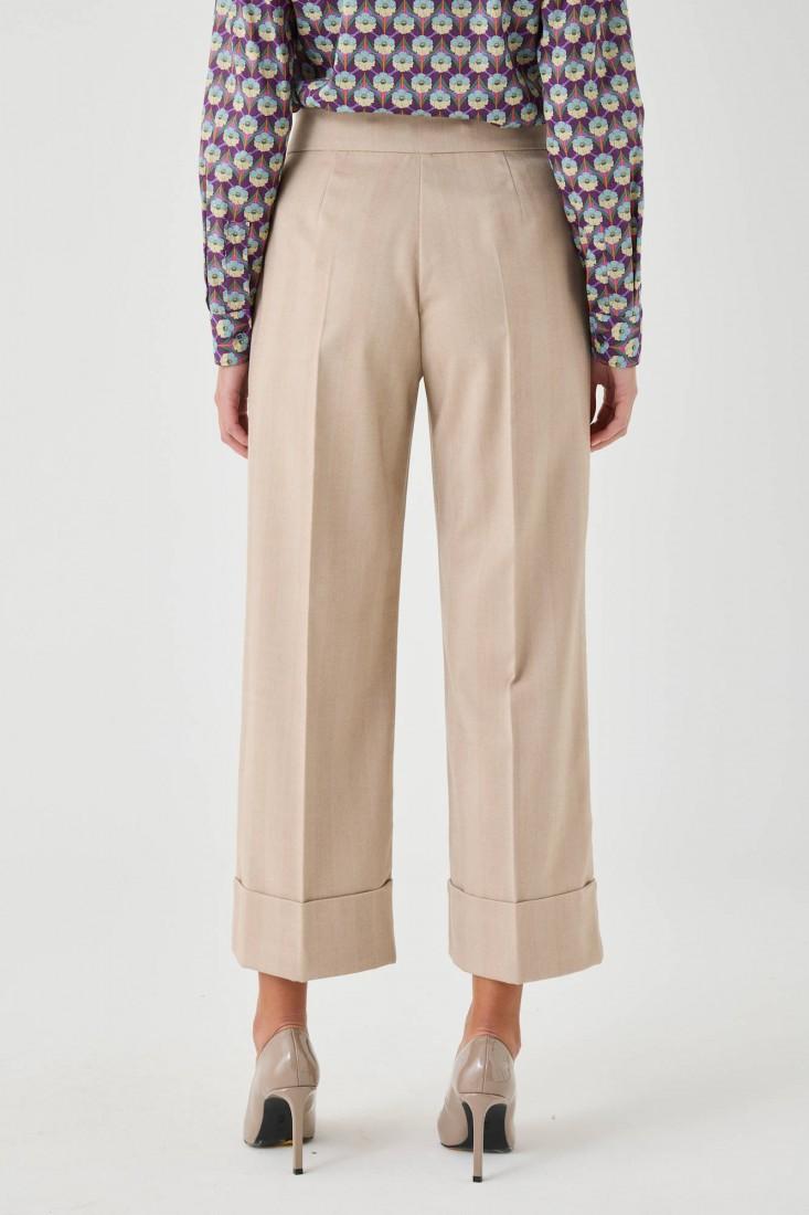 Zanetti 1965 Pantaloni palazzo cropped con risvolto In Vendita