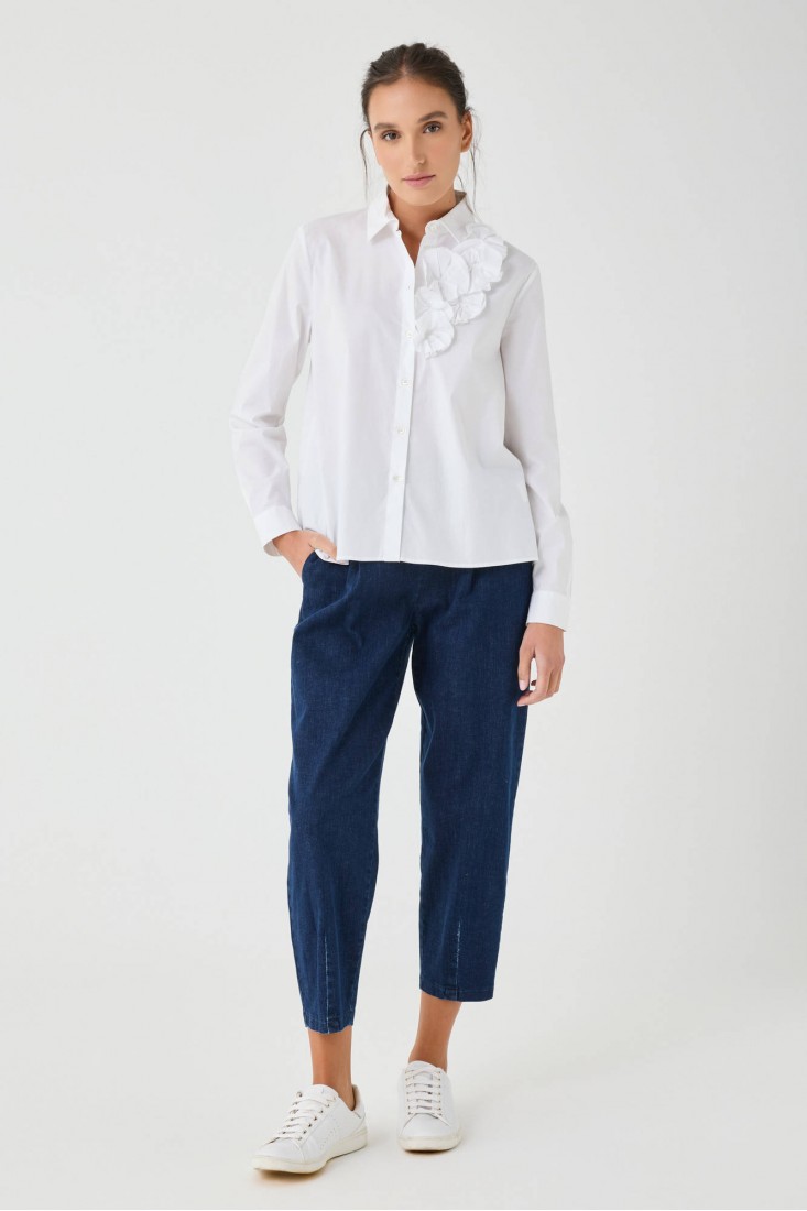 Zanetti 1965 Camicia con applicazione floreale Saldi Di Fabbrica
