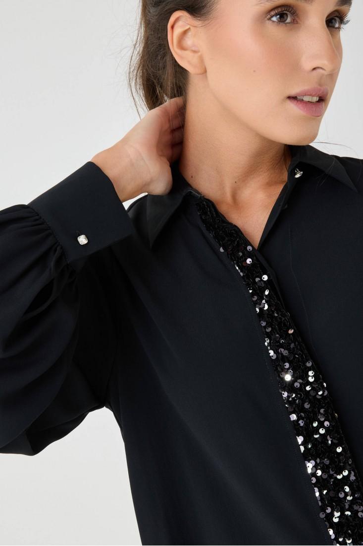 Zanetti 1965 Camicia con paillettes in crepe de chine In Saldo