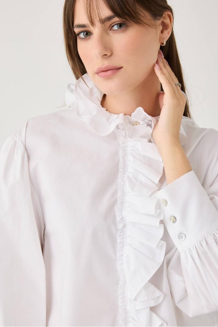 Zanetti 1965 Camicia cropped con volant Italy