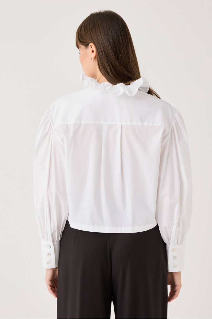 Zanetti 1965 Camicia cropped con volant Italy
