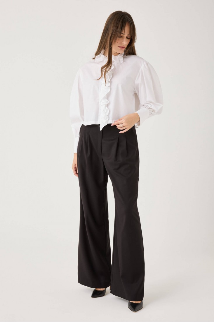 Zanetti 1965 Camicia cropped con volant Italy