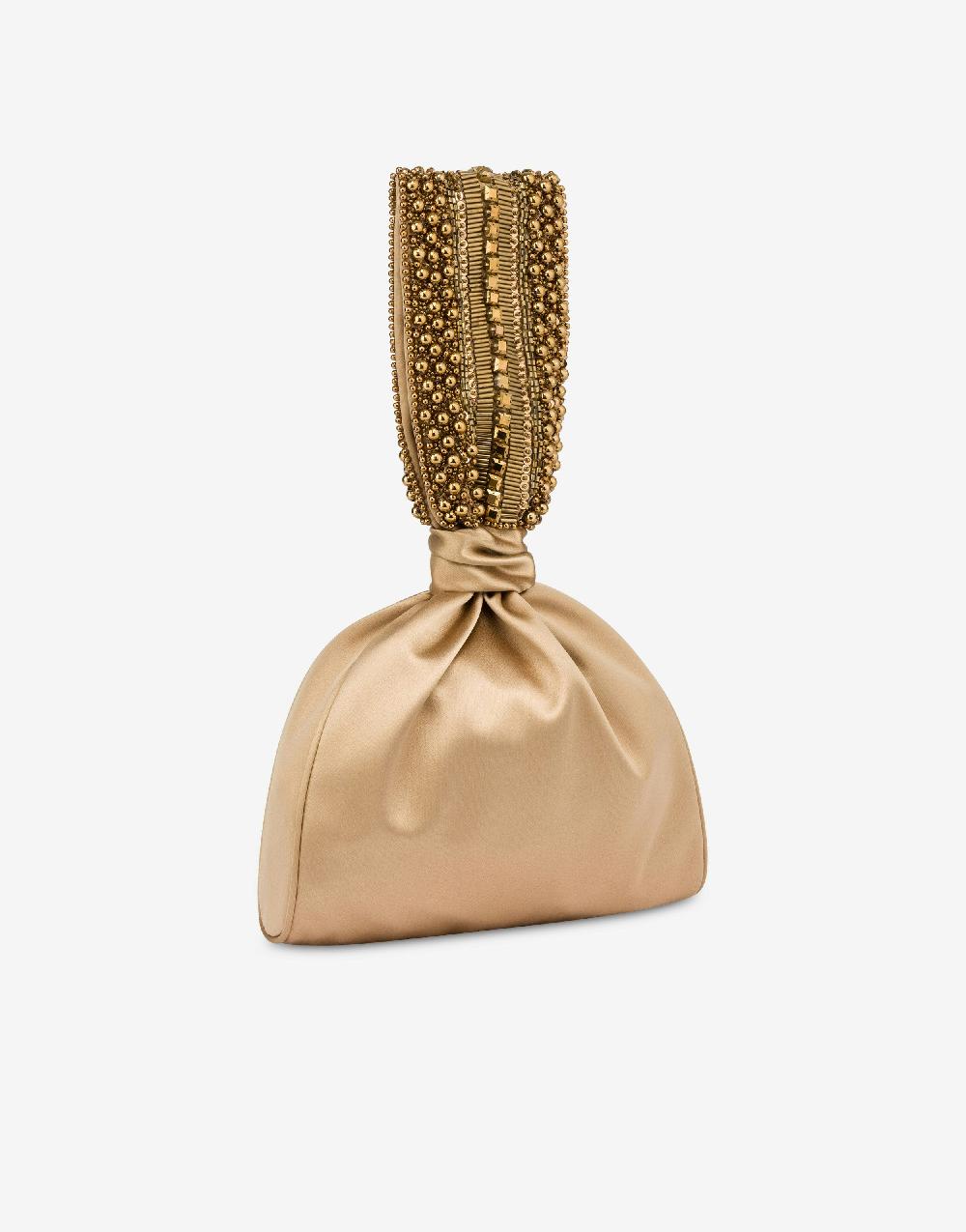 Alberta Ferretti Bucket bag da sera in raso con ricamo perline e strass Offerta per la Festa della Mamma