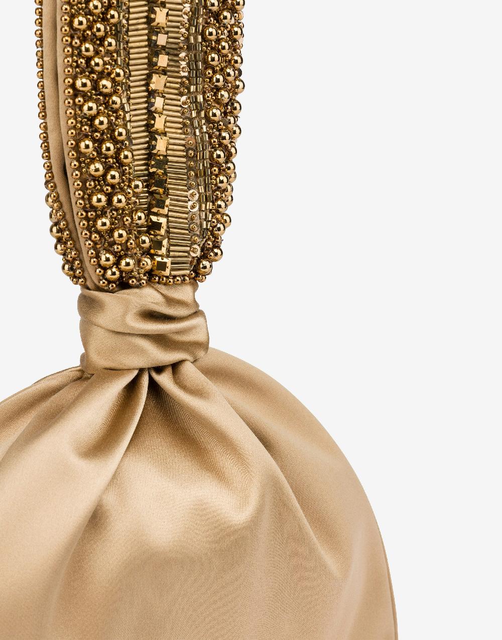 Alberta Ferretti Bucket bag da sera in raso con ricamo perline e strass Offerta per la Festa della Mamma