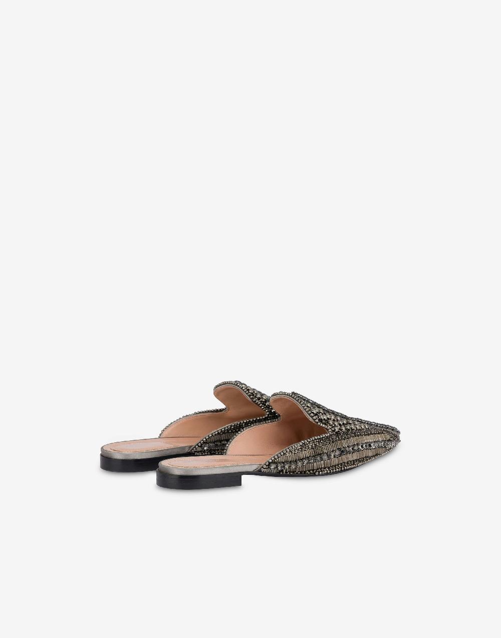 Alberta Ferretti Mia Mule in raso con ricamo perline e strass Offerta San Valentino