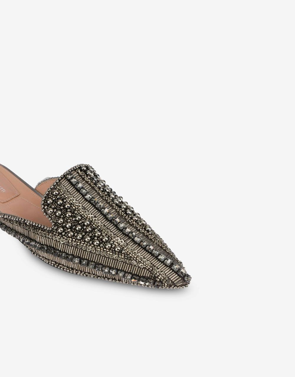 Alberta Ferretti Mia Mule in raso con ricamo perline e strass Offerta San Valentino
