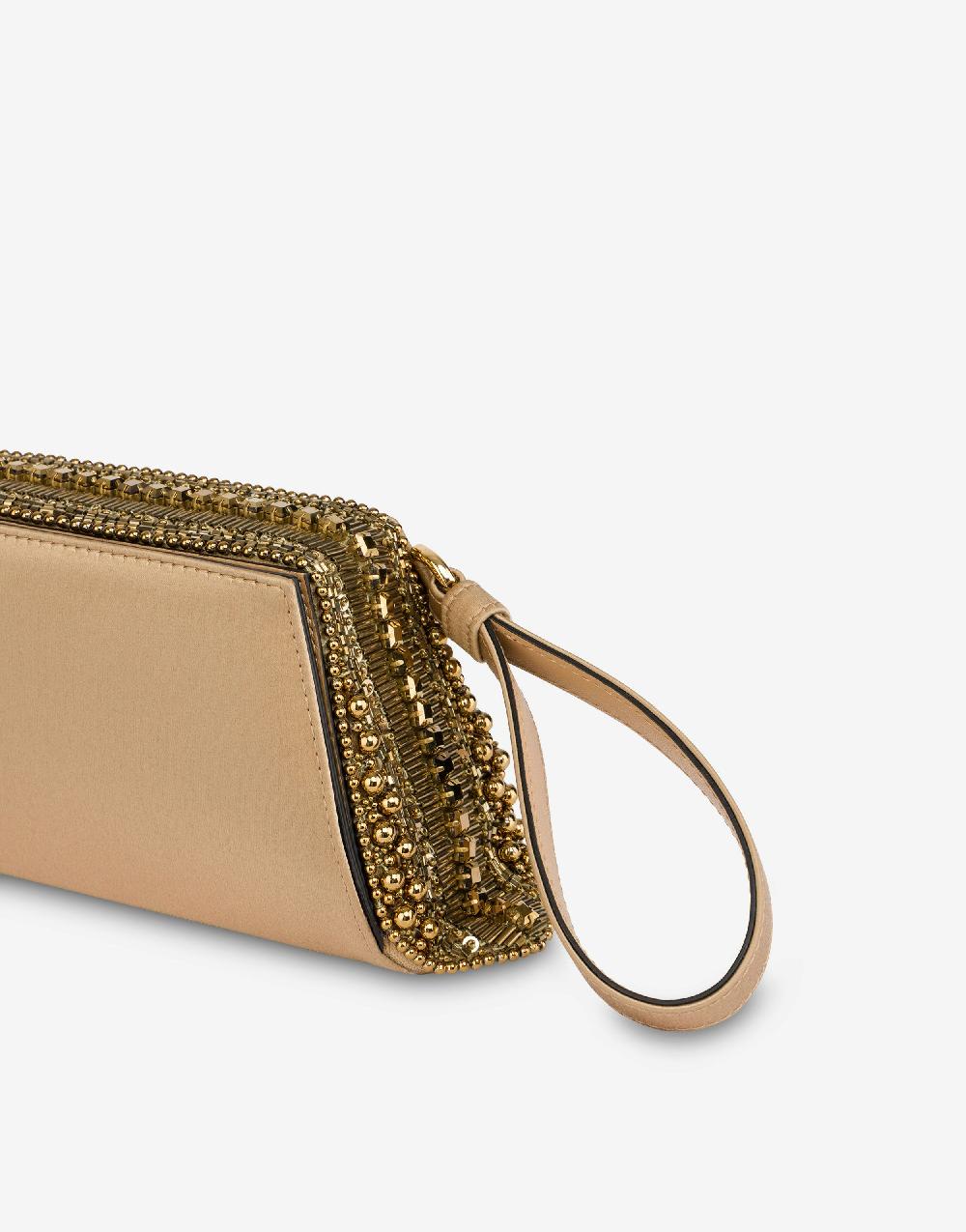 Alberta Ferretti Box clutch in raso con ricamo perline e strass Offerta Anniversario