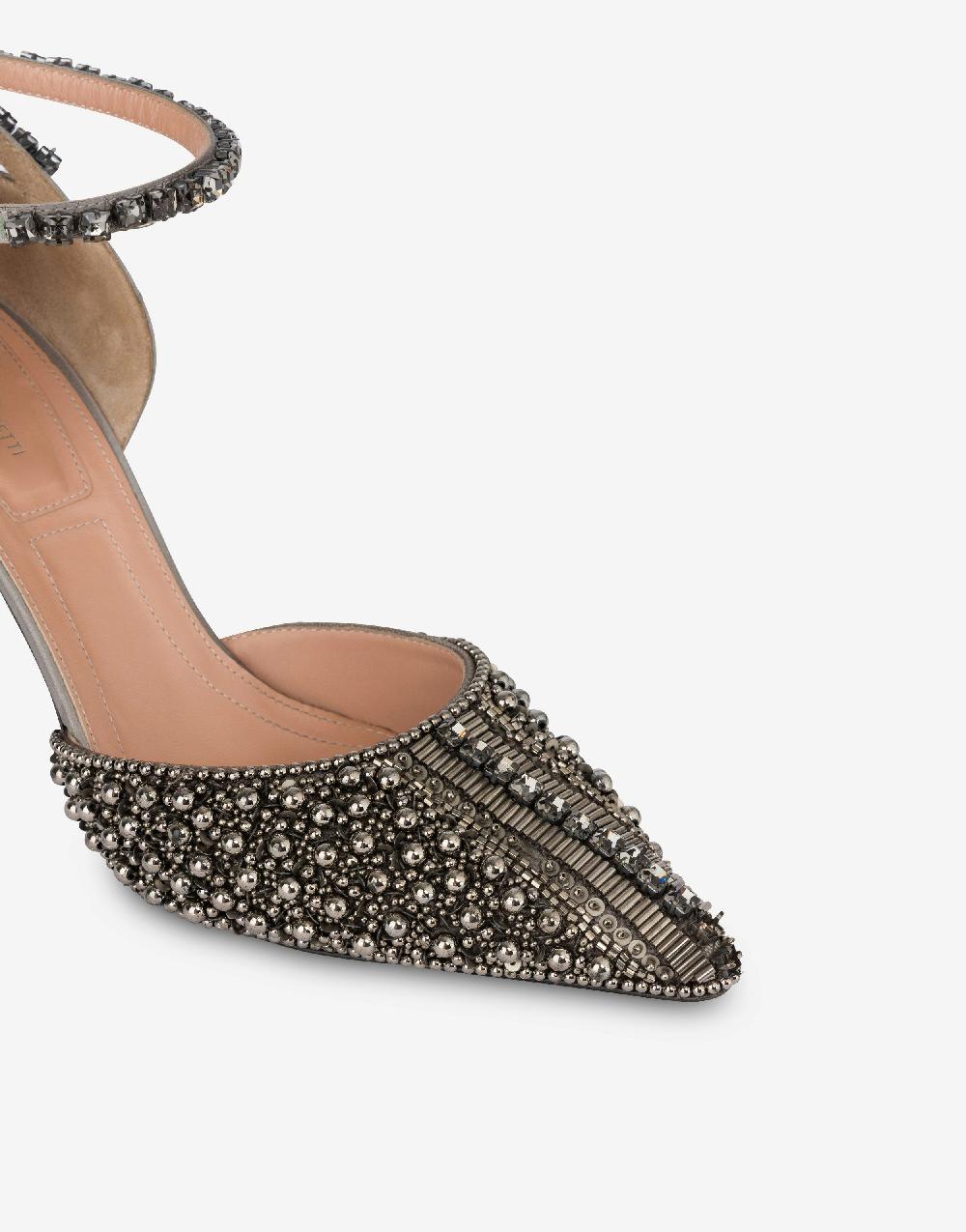 Alberta Ferretti Décolleté d'Orsay in raso con ricamo perline e strass Latest fashion