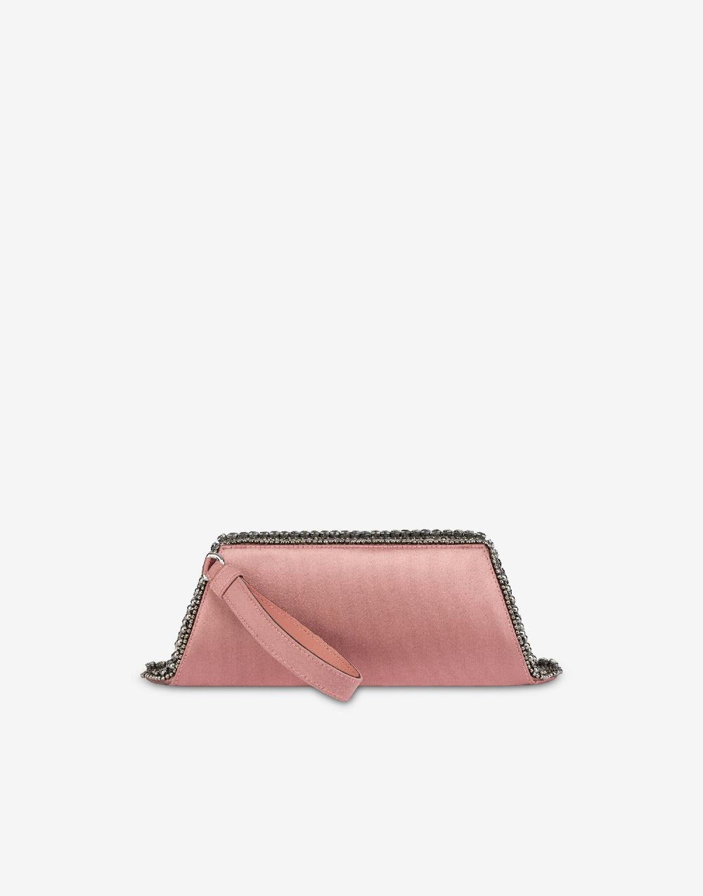 Alberta Ferretti Box clutch in raso con ricamo perline e strass Offerta temporanea