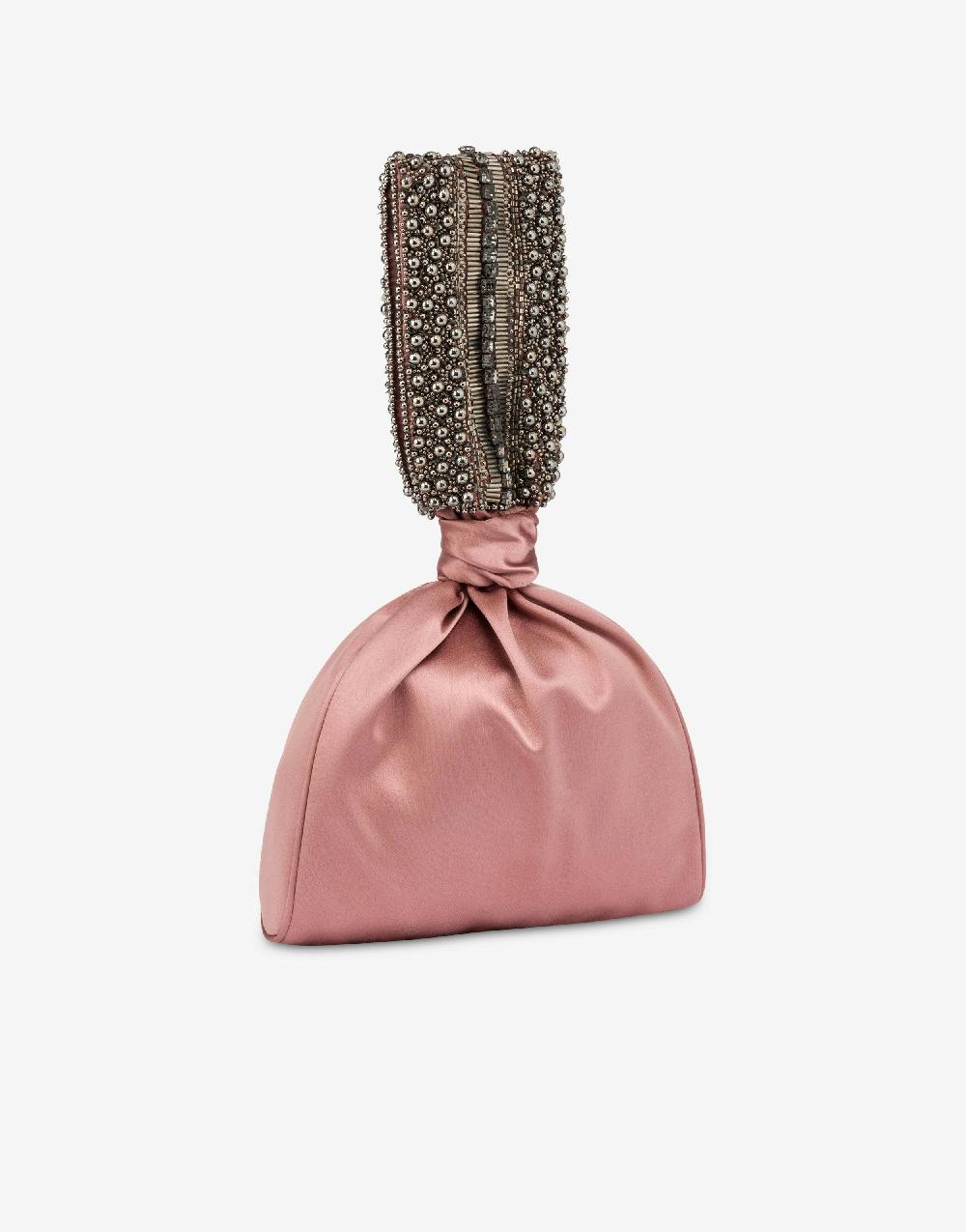 Alberta Ferretti Bucket bag da sera in raso con ricamo perline e strass Offerte esclusive