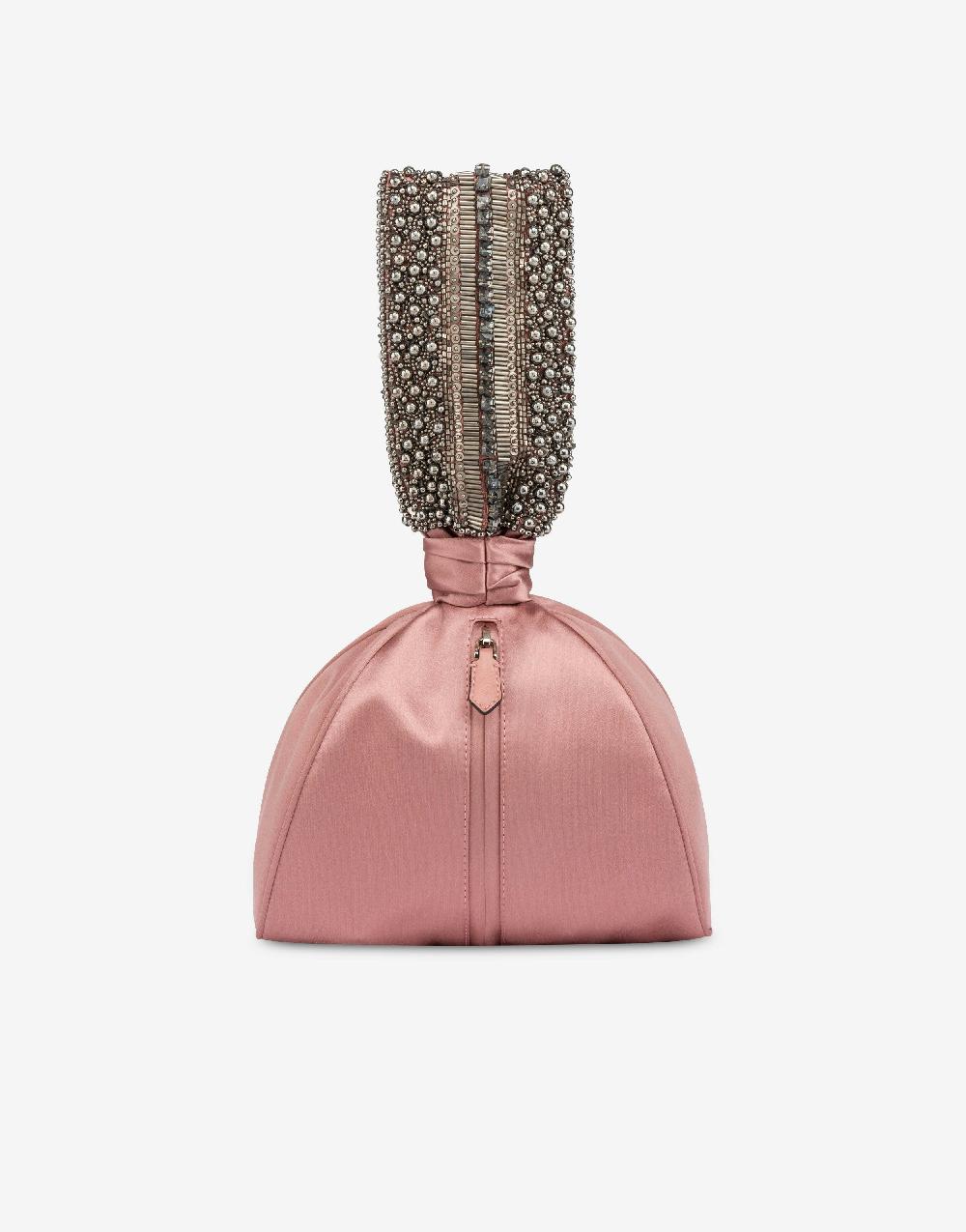 Alberta Ferretti Bucket bag da sera in raso con ricamo perline e strass Offerte esclusive