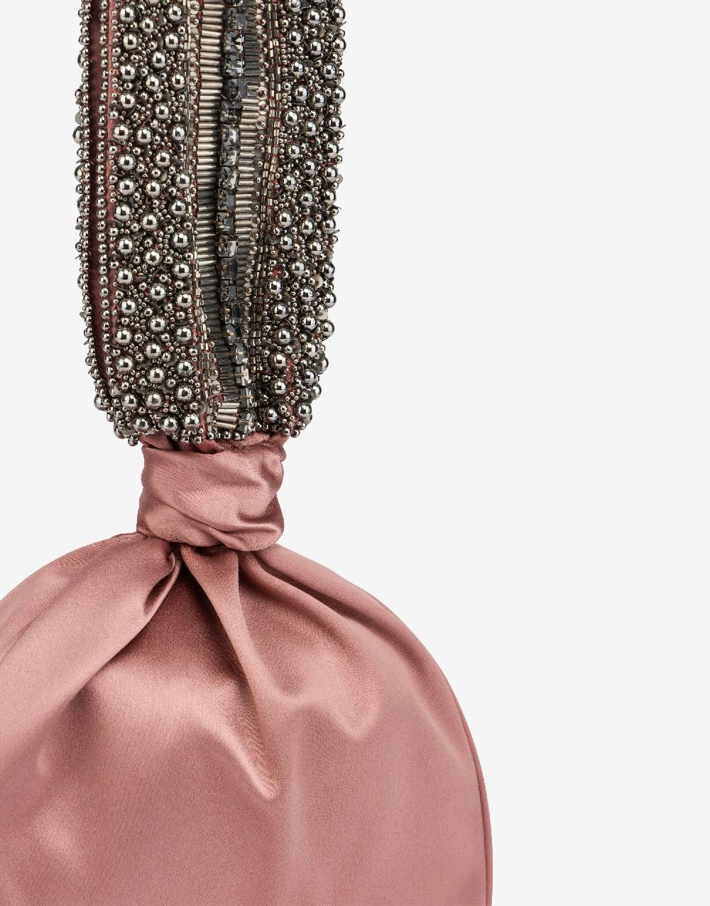 Alberta Ferretti Bucket bag da sera in raso con ricamo perline e strass Offerte esclusive