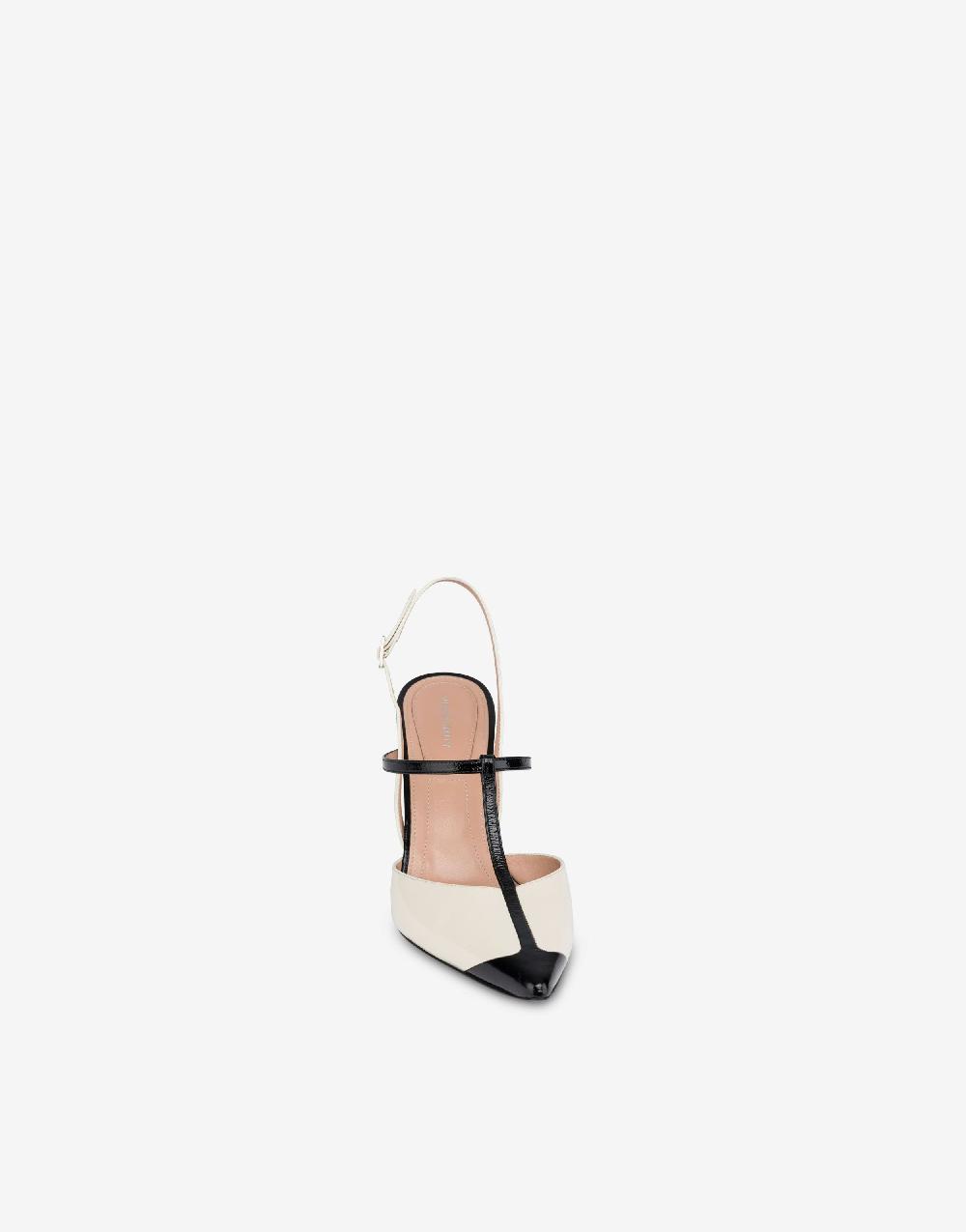 Alberta Ferretti Slingback in vitello lucido bicolor 90's Grandi sconti