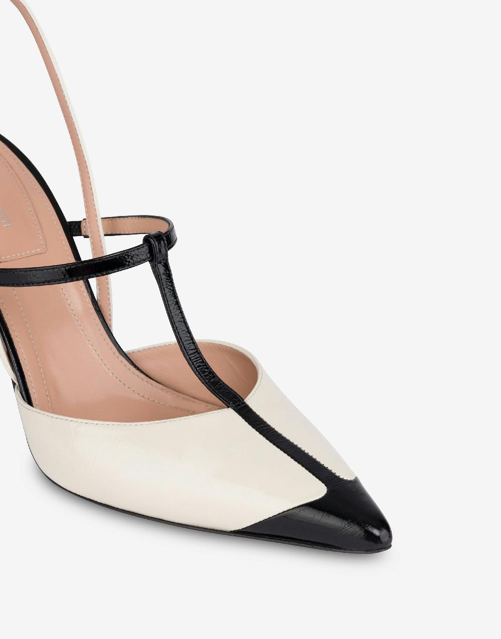 Alberta Ferretti Slingback in vitello lucido bicolor 90's Grandi sconti