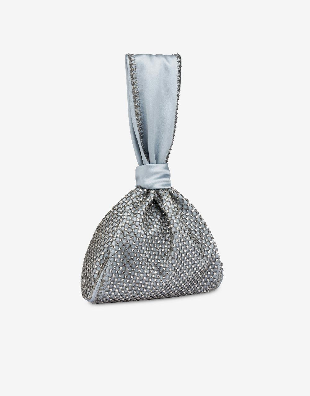 Alberta Ferretti Bucket bag da sera in raso con ricamo strass Liquidazione