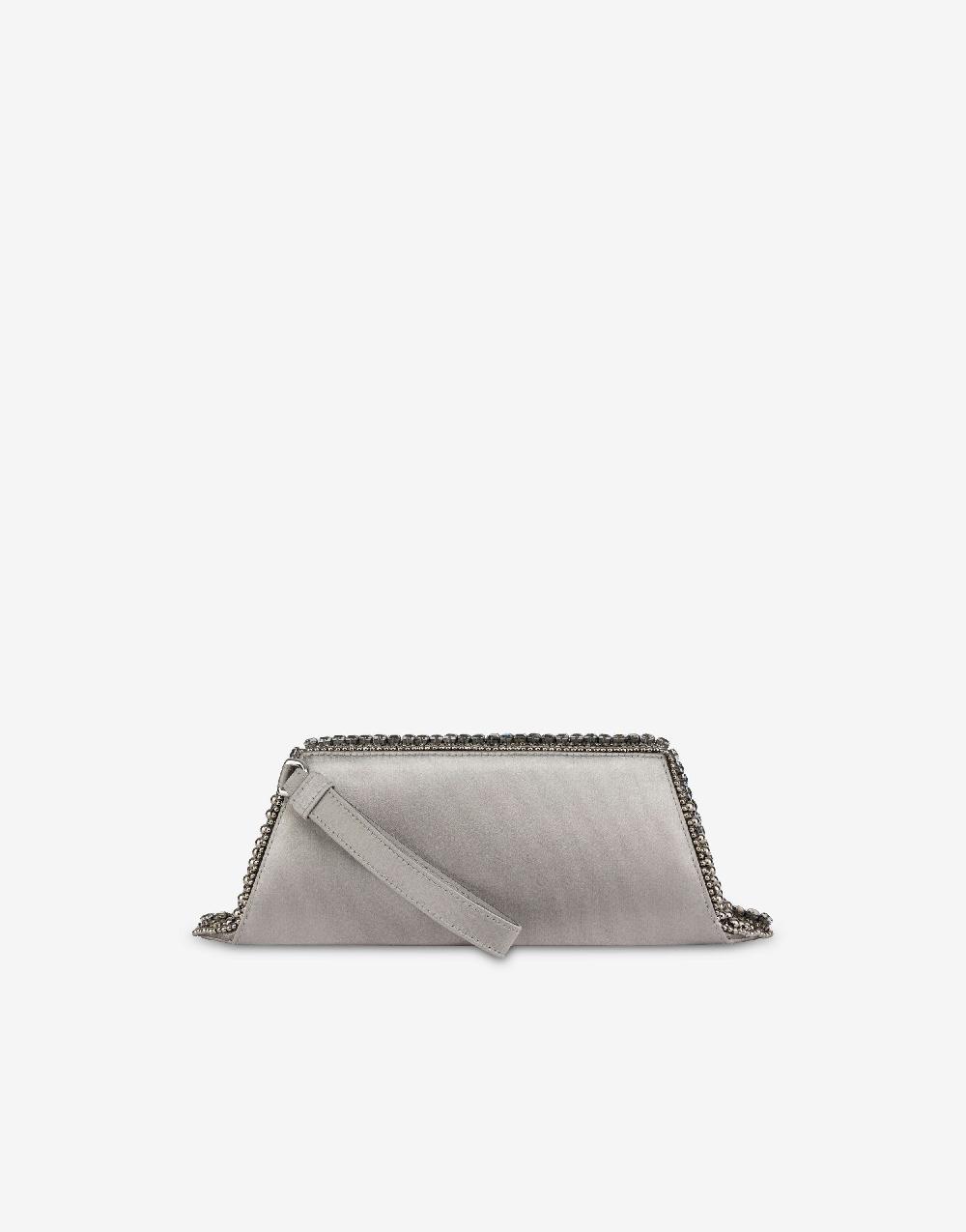 Alberta Ferretti Box clutch in raso con ricamo perline e strass Offerte giornaliere