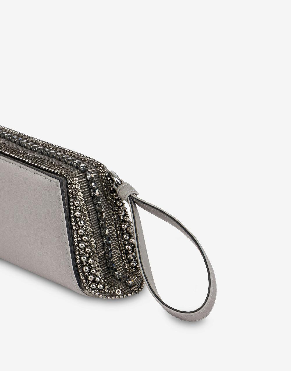 Alberta Ferretti Box clutch in raso con ricamo perline e strass Offerte giornaliere