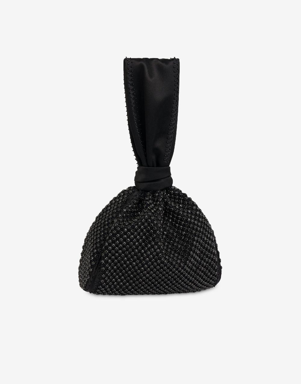 Alberta Ferretti Bucket bag da sera in raso con ricamo strass Sconti VIP
