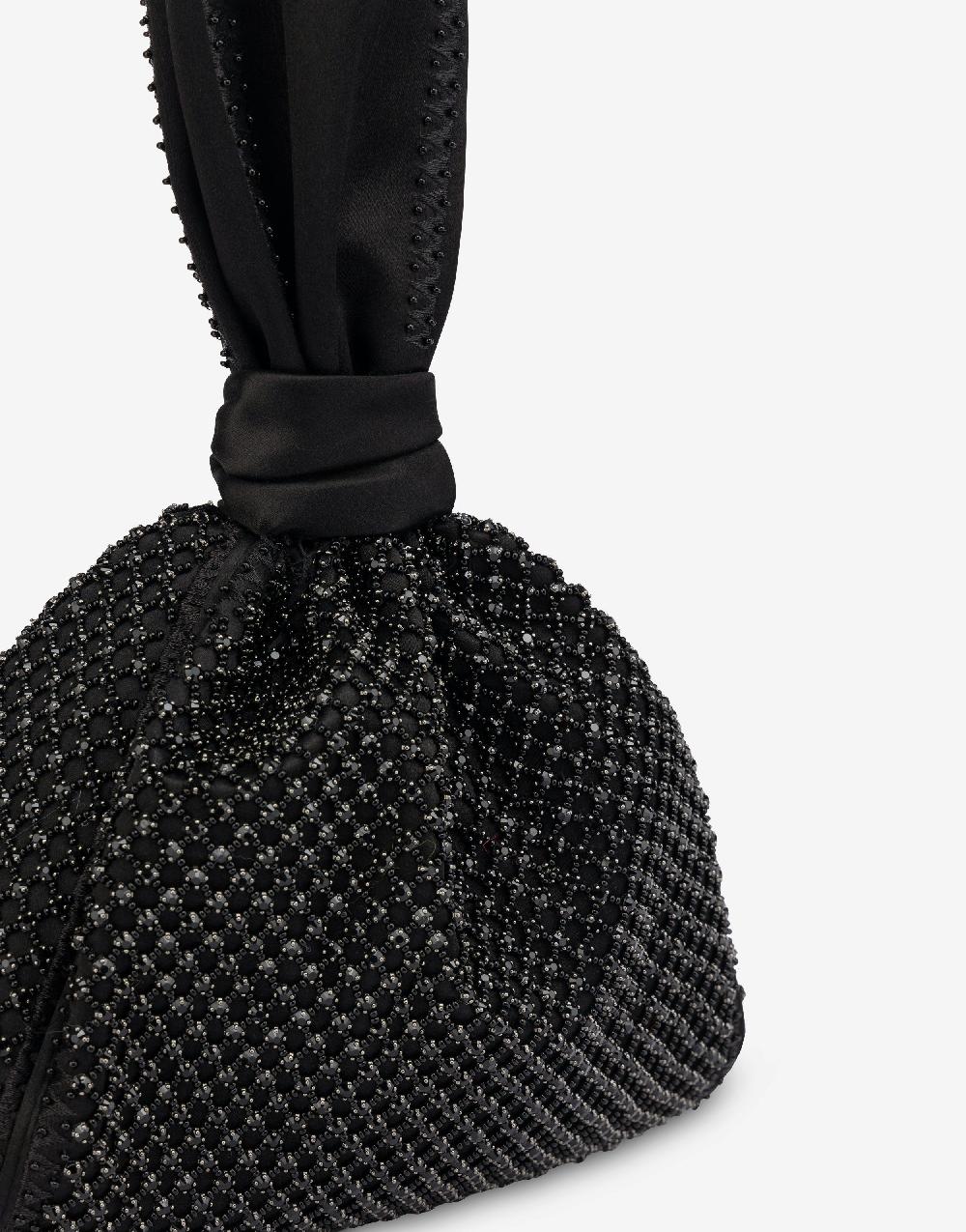 Alberta Ferretti Bucket bag da sera in raso con ricamo strass Sconti VIP