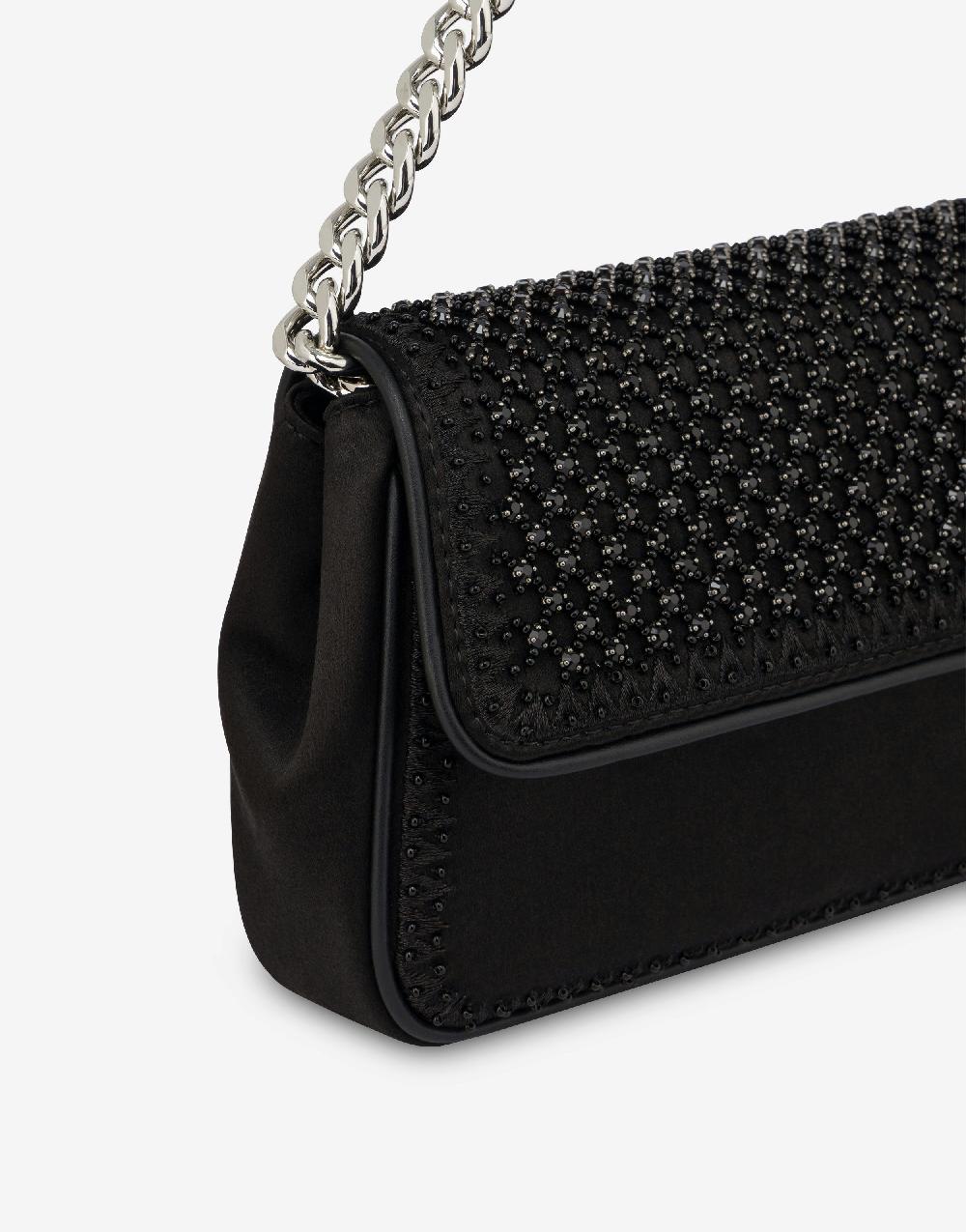 Alberta Ferretti Borsa a spalla in raso con ricamo strass Prezzo basso