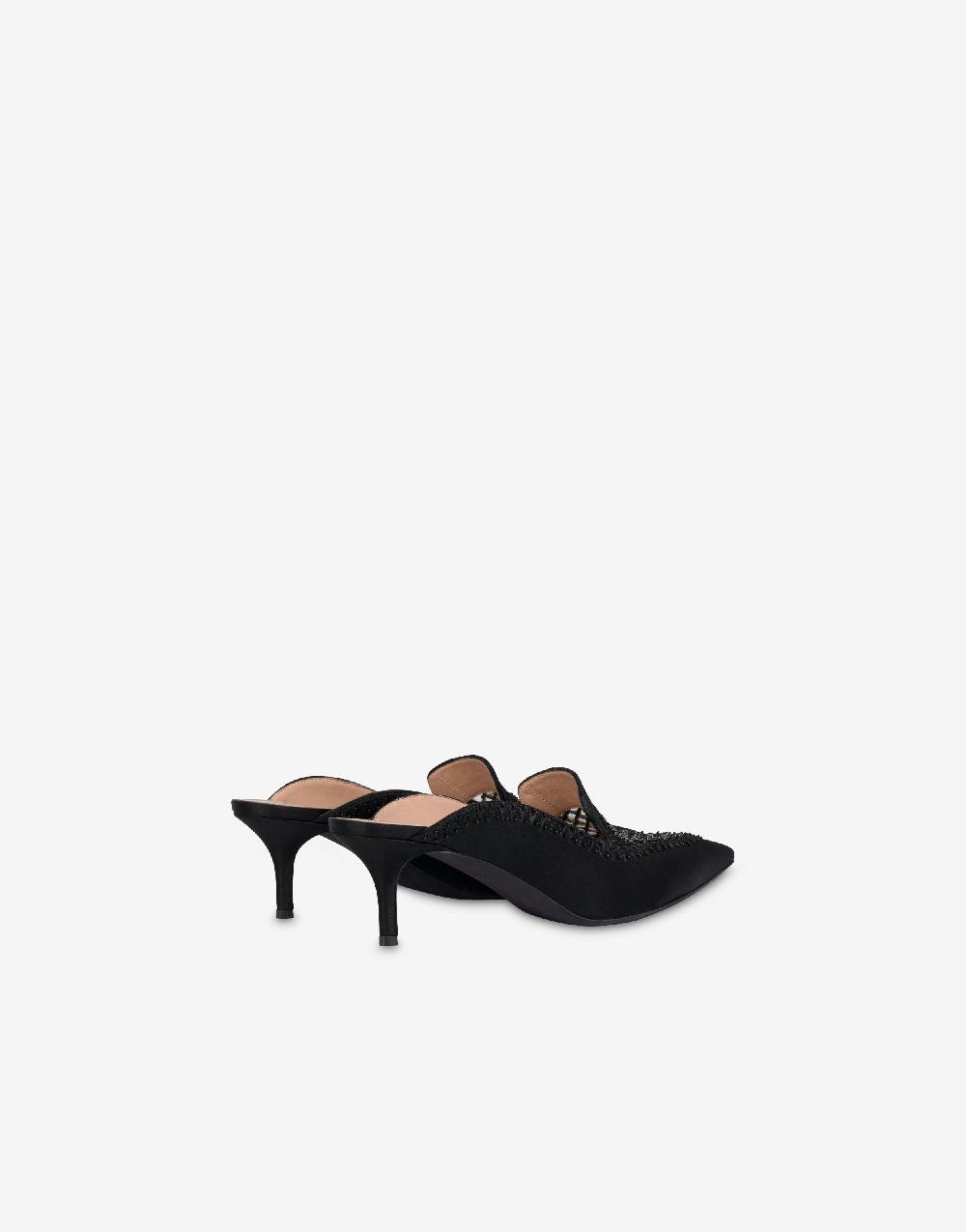 Alberta Ferretti Sabot in raso con ricamo strass Ritorno libero