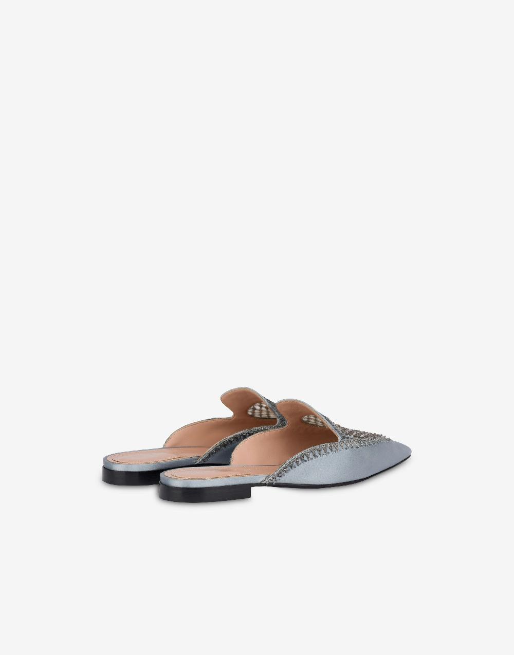 Alberta Ferretti Mia Mule in raso con ricamo strass Ultimi tre giorni