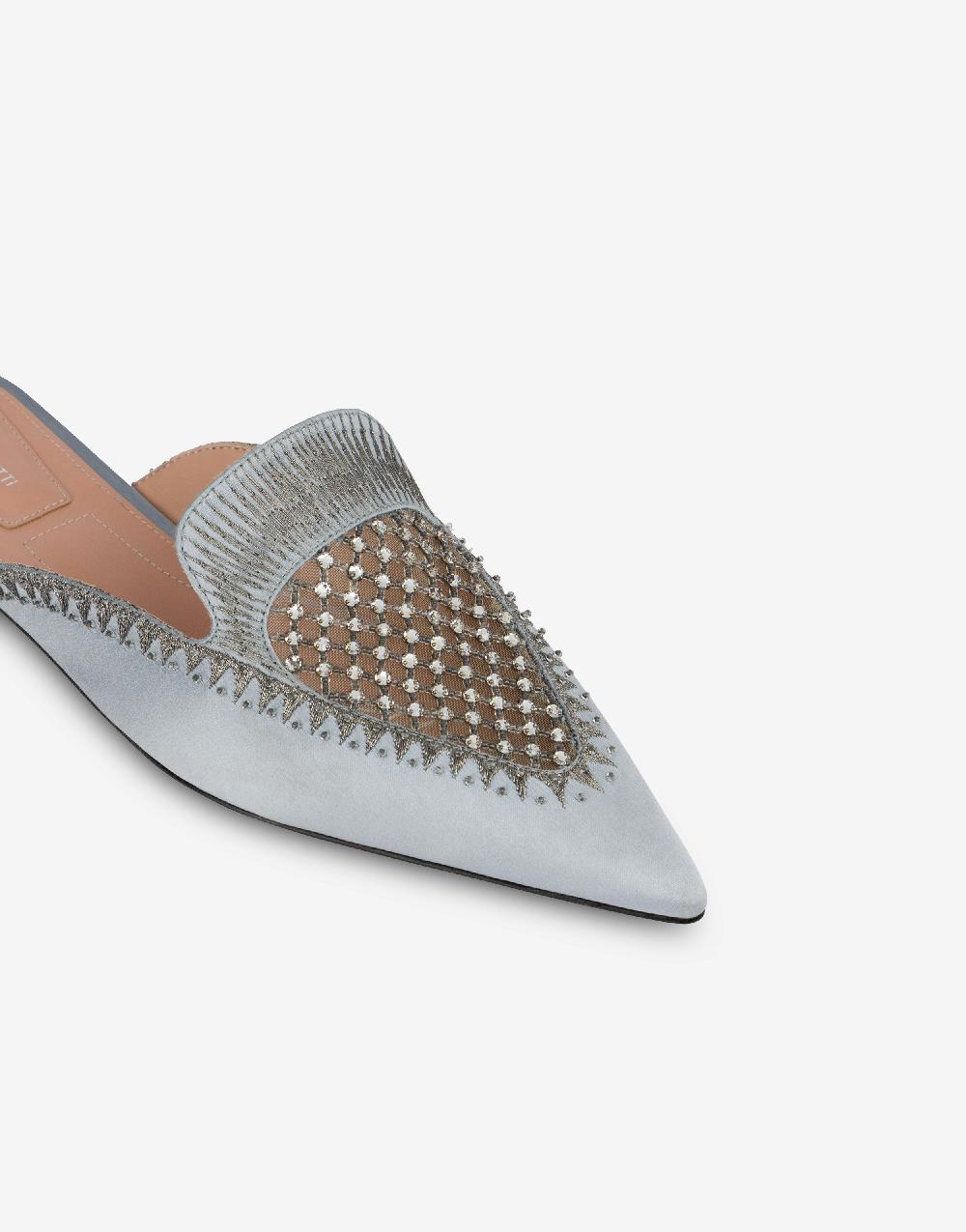 Alberta Ferretti Mia Mule in raso con ricamo strass Ultimi tre giorni