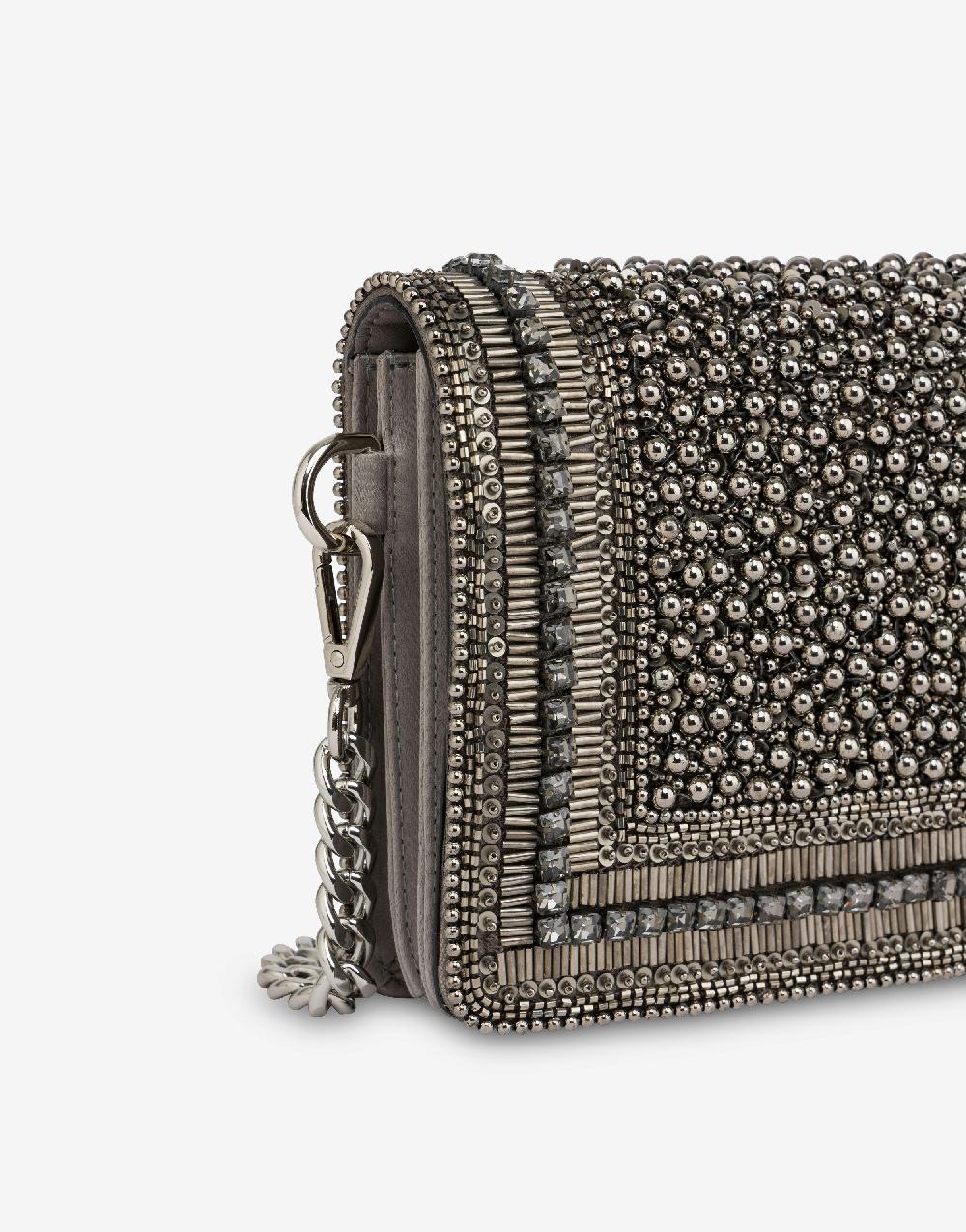 Alberta Ferretti Clutch in raso con ricamo perline e strass Fino al 65% di sconto