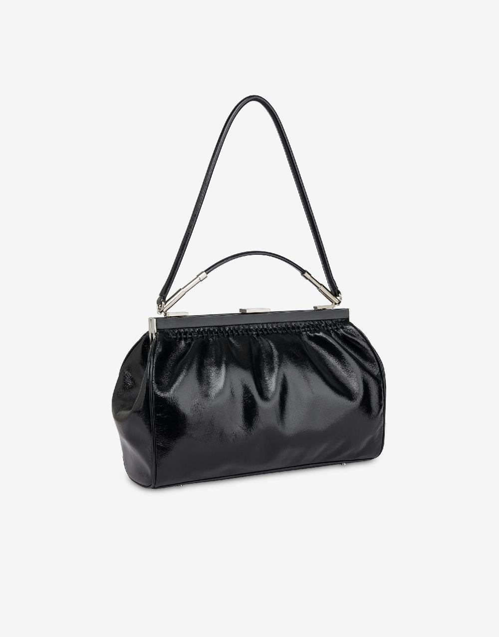 Alberta Ferretti Borsa a spalla in nappa lucida Sostegno trimestrale
