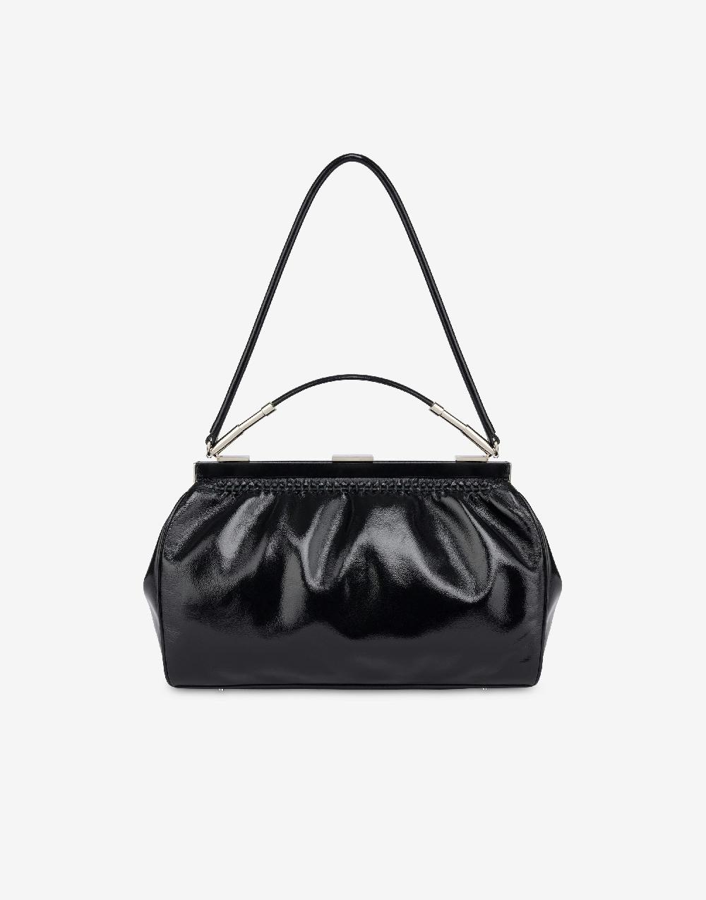 Alberta Ferretti Borsa a spalla in nappa lucida Sostegno trimestrale