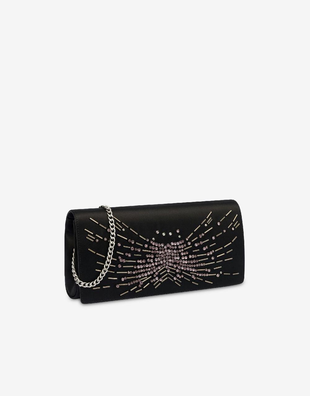 Alberta Ferretti Clutch in raso con ricamo perline e strass 2025
