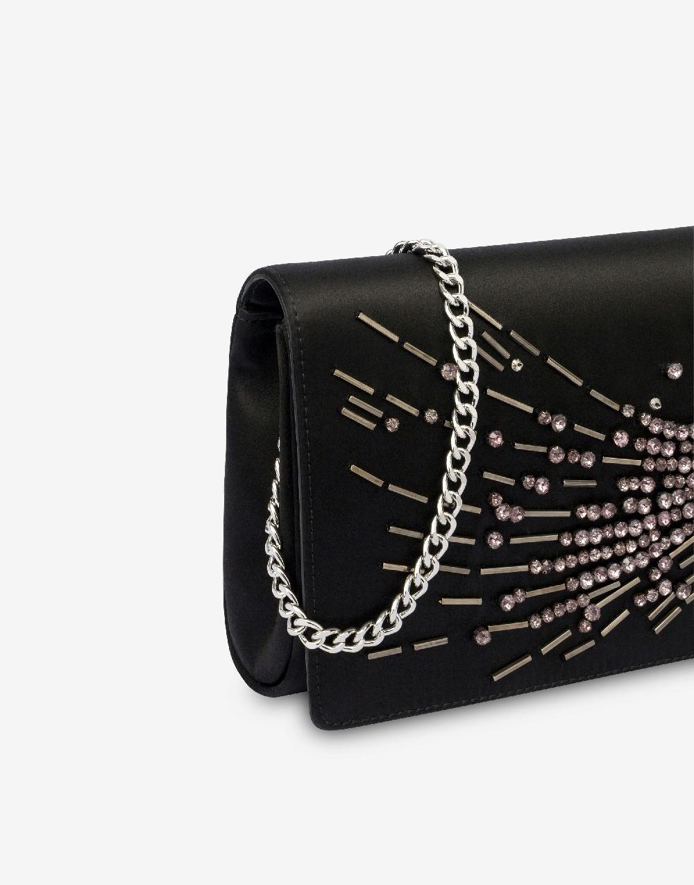 Alberta Ferretti Clutch in raso con ricamo perline e strass 2025