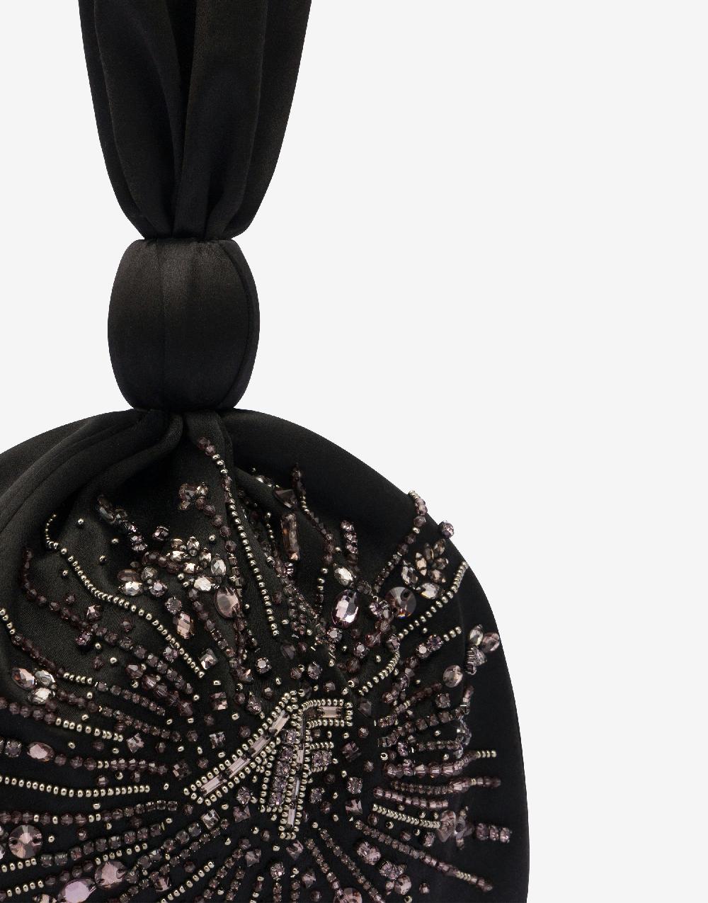 Alberta Ferretti Bucket bag in raso con ricamo perline e strass Italy