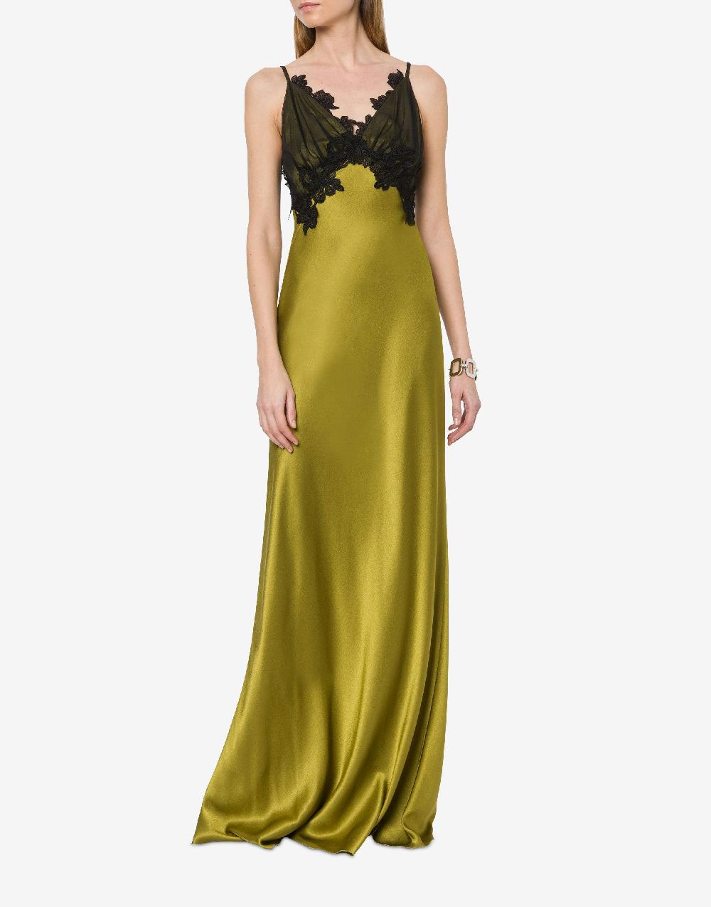 Alberta Ferretti Abito in raso con tulle e pizzo Vendita Calda
