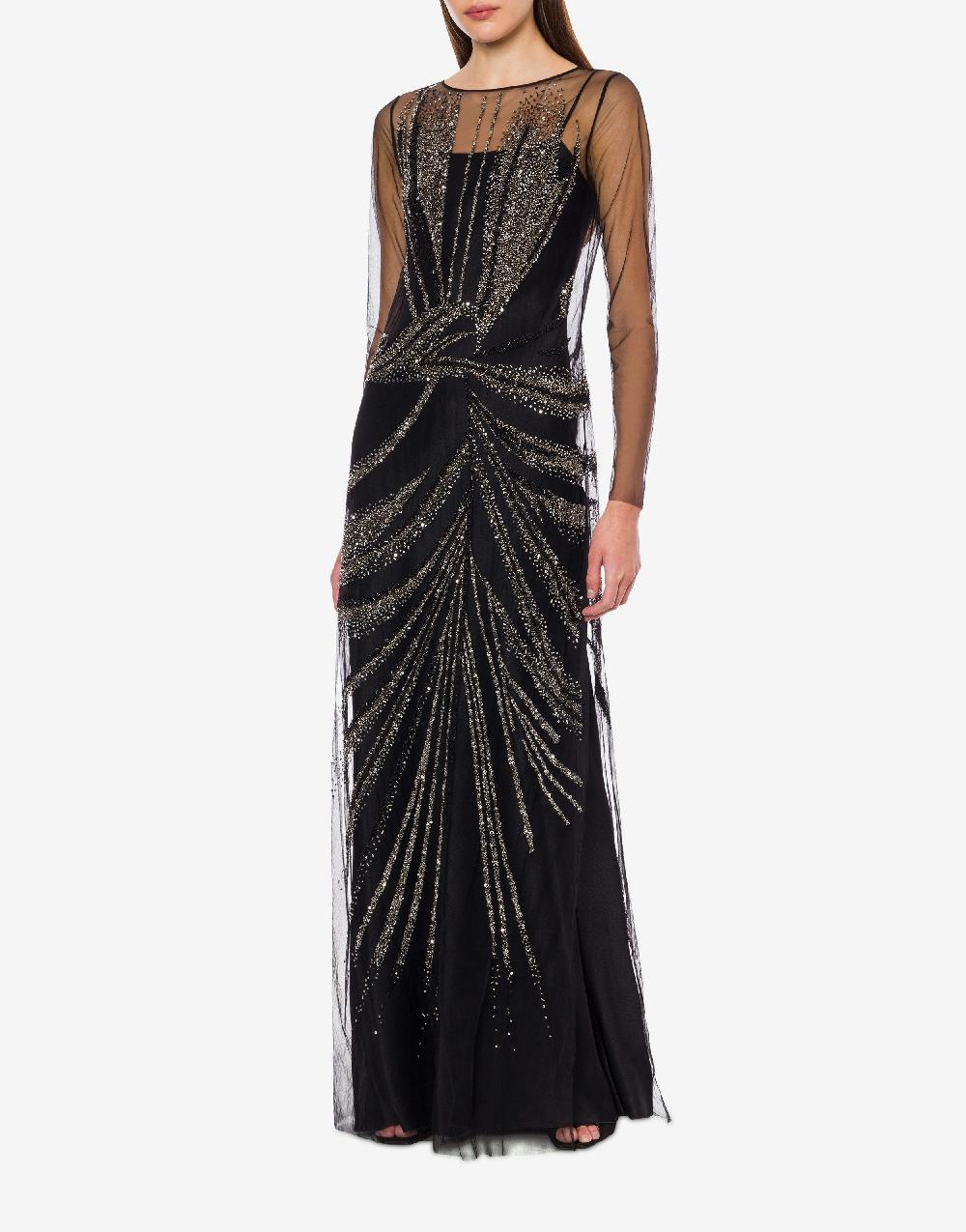 Alberta Ferretti Abito in tulle con ricamo drappeggio Negozio online di fabbrica