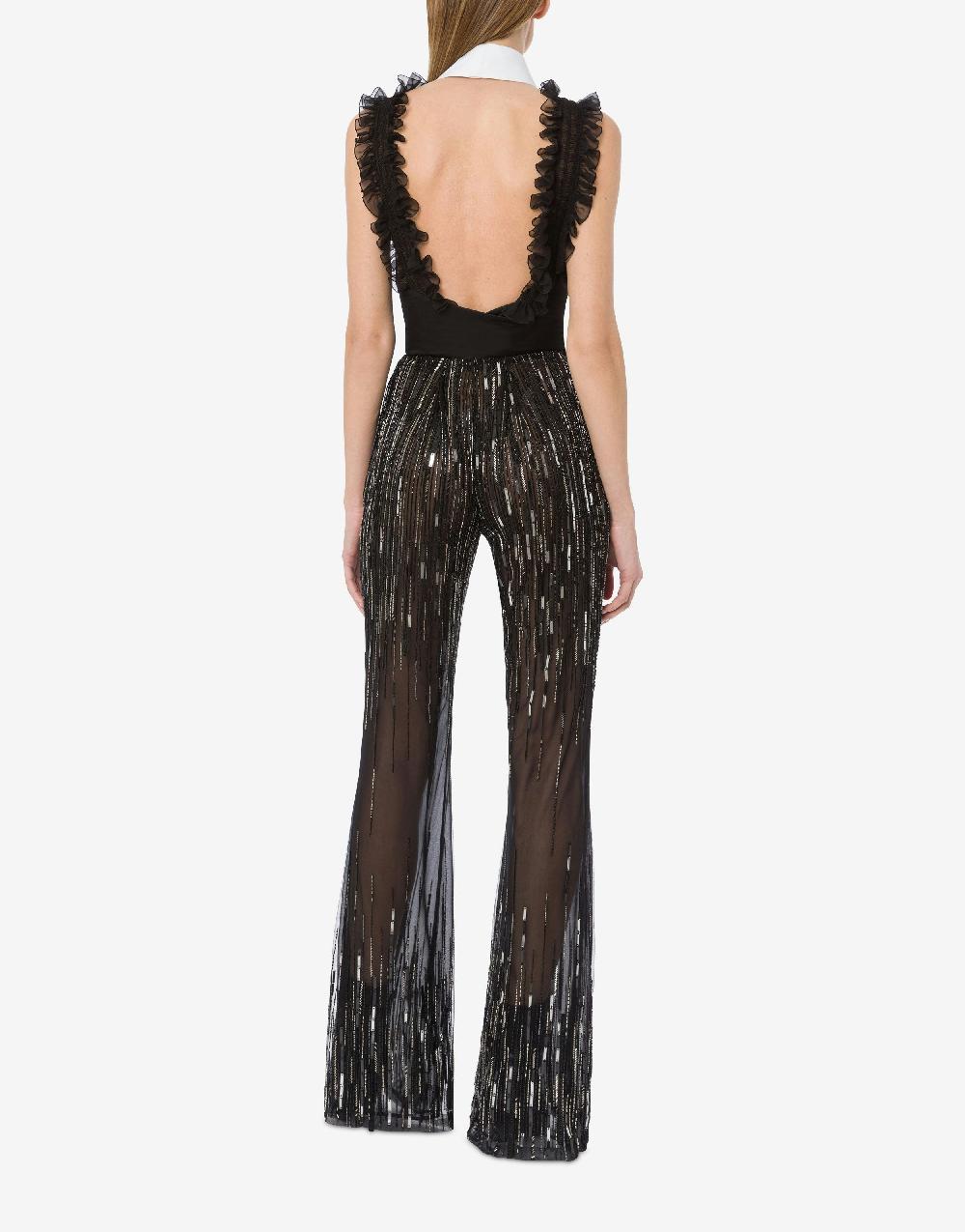 Alberta Ferretti Pantalone con flare perline e paillettes degradé Prezzo di fabbrica